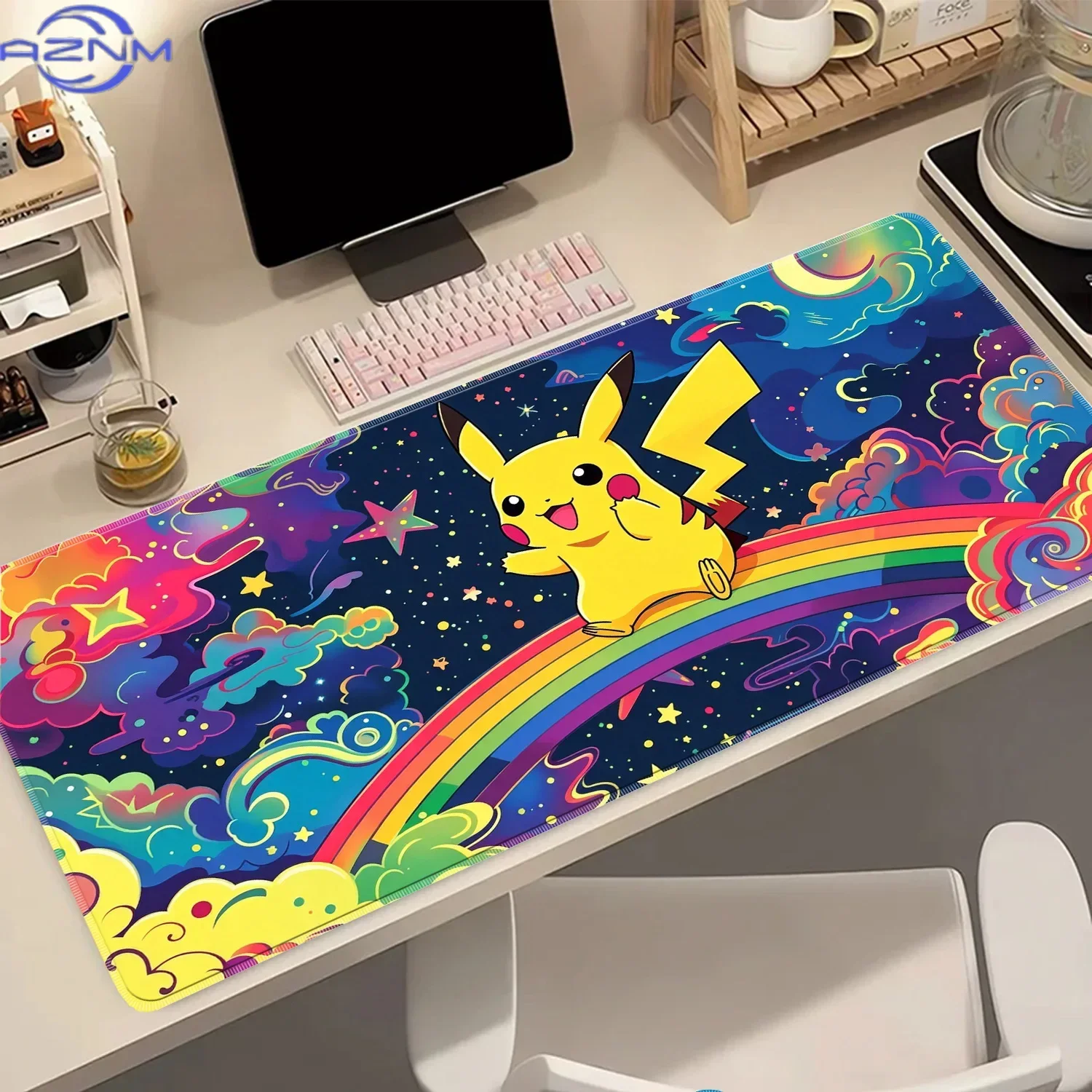 Kawaii Anime Pikachu Extended Mousepad Soft Rubber Waterproof Desk Pad Gaming Laptop Mat Home Office Accessories