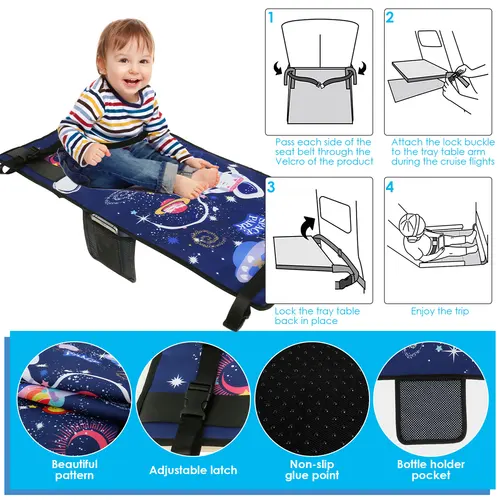 Imagen 2 del producto Cama de avión de viaje para niños, cama con pedales para bebé, reposapiés de viaje portátil, hamaca, cama para niños, extensor de asiento de avión, reposapiés para niños