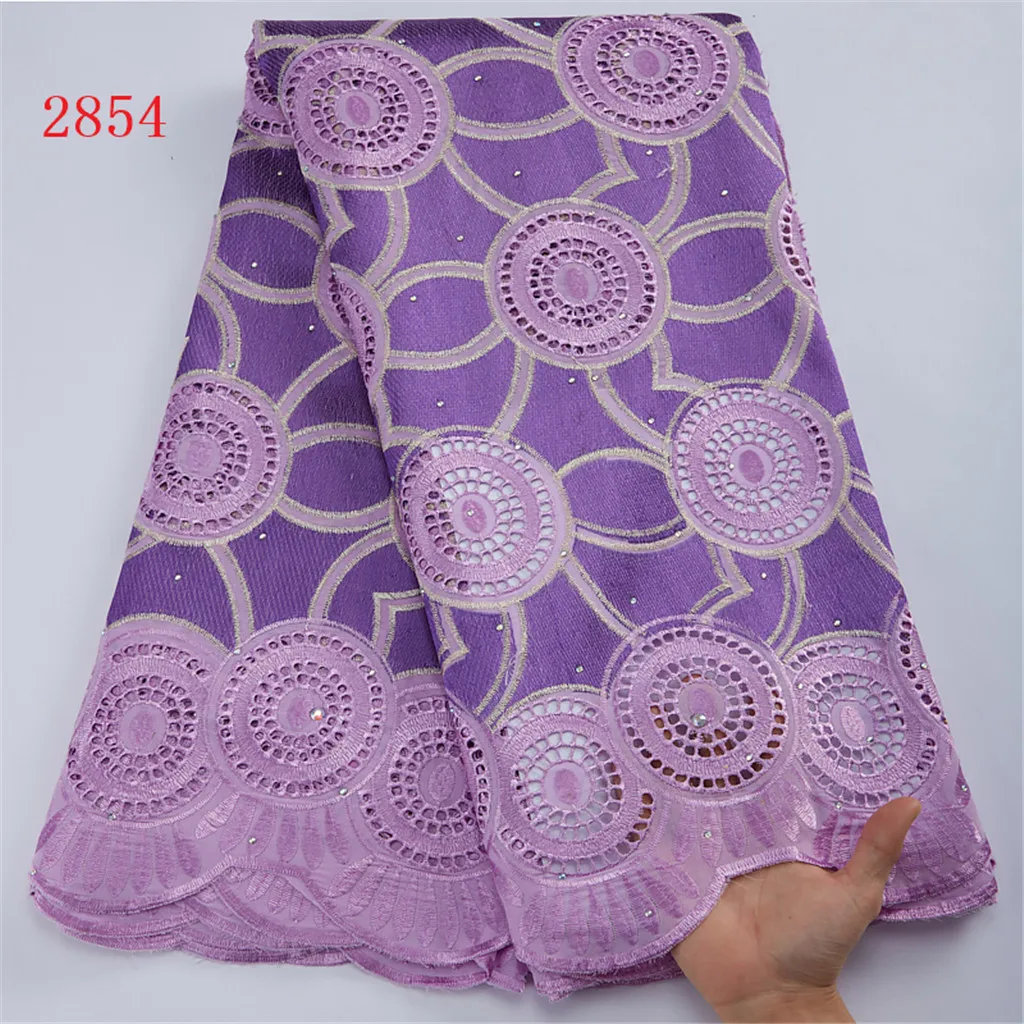 SJD African Cotton Lace Fabric Swiss Voile with Crystal 2024 High Quality Nigerian Cotton Lace For Women Wedding Dresses A2854