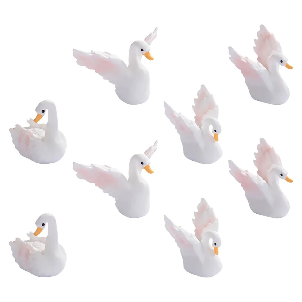 8 قطع تماثيل بجع صغيرة من الراتنج لتزيين الحدائق الخيالية والتراريوم وتزيين الكعك وترتيب الطحالب