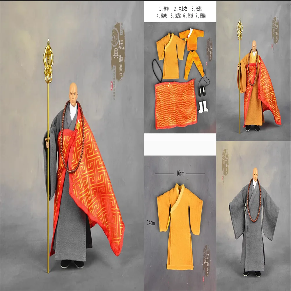 

YYDS 1/12 Ancient Classic Monk Clothing Buddha Beads Robe Pants Shoes Model Toy Fit 6'' Action Figure Body In Stock