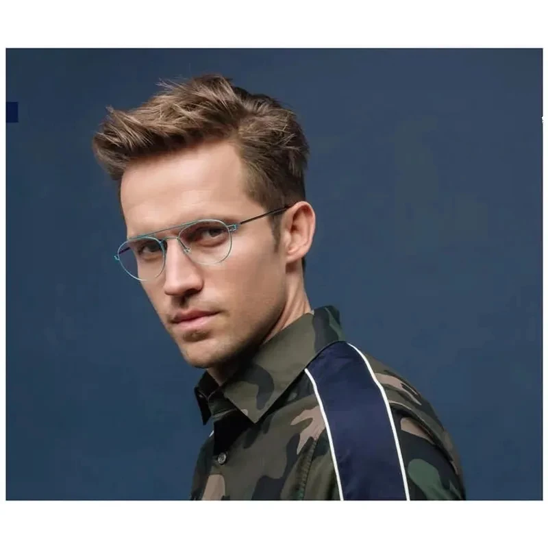 الدنمارك الرجال الطيار التيتانيوم النقي إطار نظارات دائرية بروس موضة النساء شعاع مزدوج النظارات لا المسمار نظارات خفيفة #3