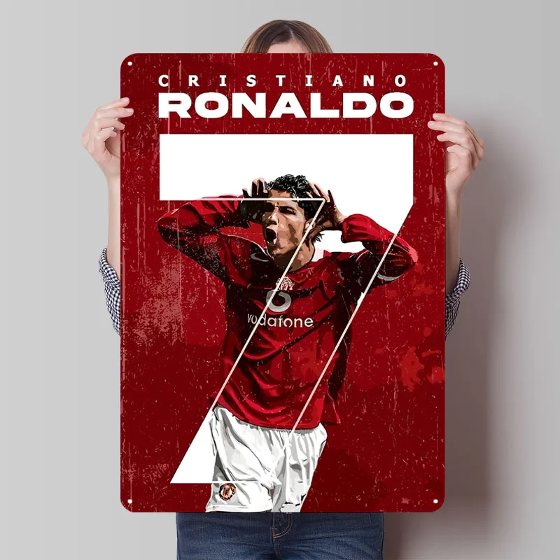 Cristiano Ronaldo Manchester United Poster Metal Signs Sport Poster Wall Decor Custom Tinplate Sign for Wall Art Decoration Room