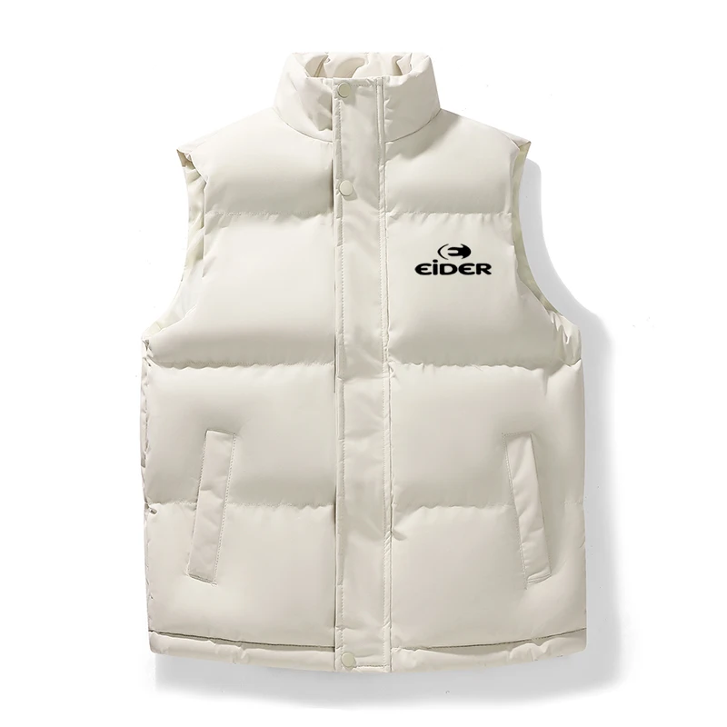 Herren Ärmellose Jacke Warme Weste Winterjacken Wasserdichter Reißverschluss-Mantel Herbst Stehkragen Lässige Weste Markenkleidung