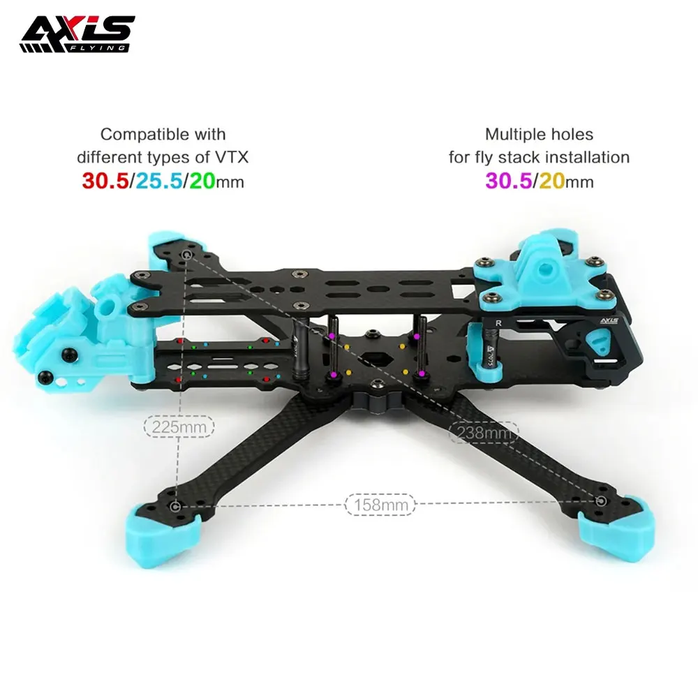 Axisflying Manta5 5 pouces FPV cadre Kits écrasé X 238mm empattement 5mm épaisseur de bras pour RC quadrirotor Freestyle Drone pièces