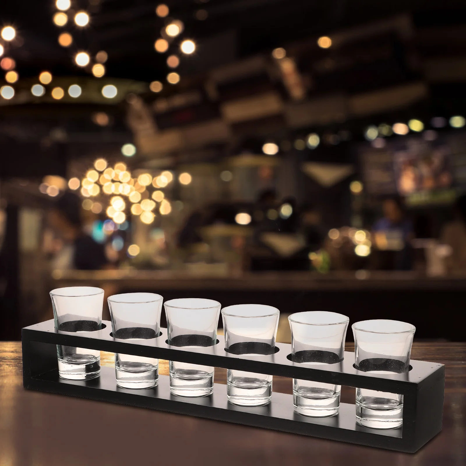 

1Set Stylish Glass Wine Cup with Wood Rack Fashionable Bar Liquor Cup for Holiday Celebrations Creative Wine Cups