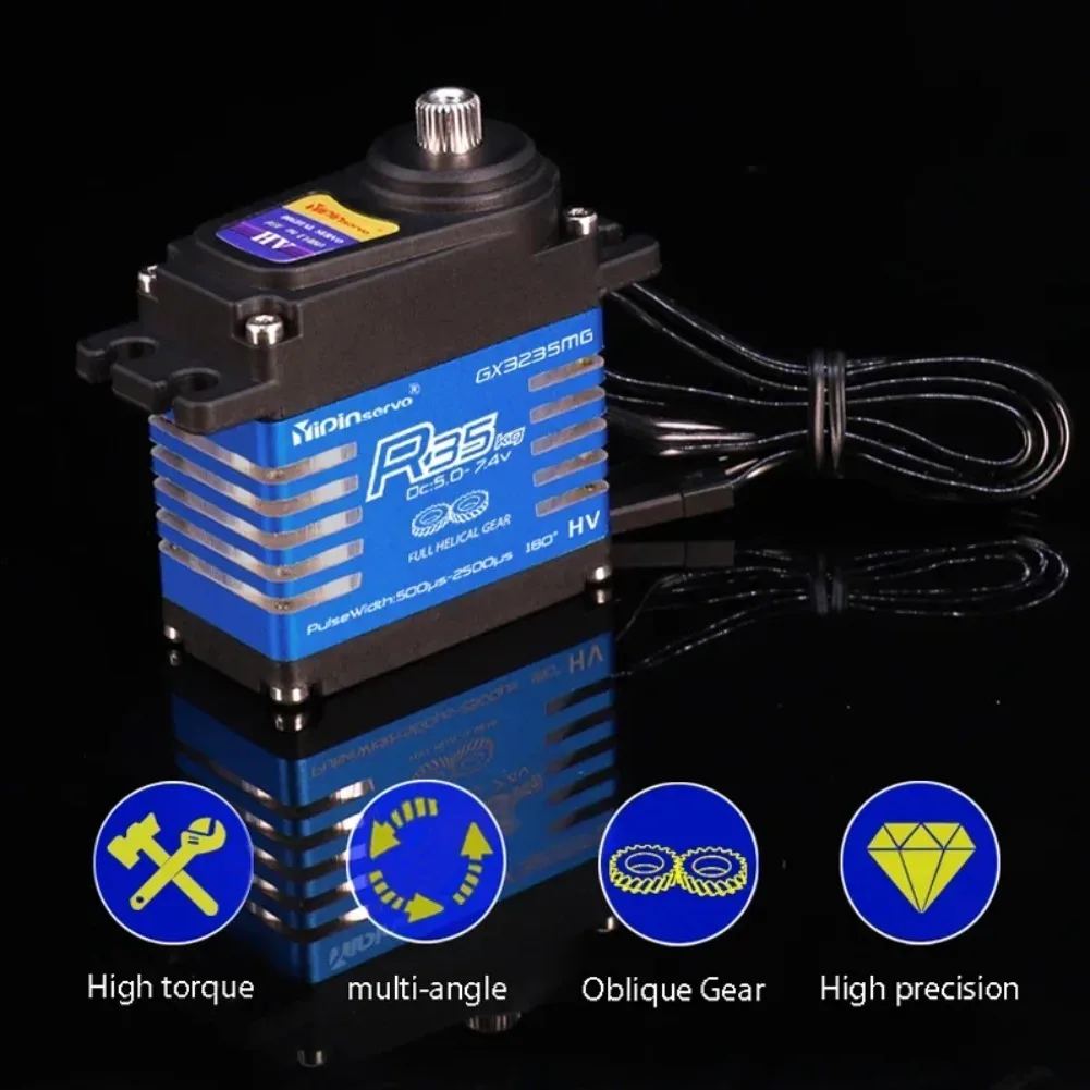 Motor ip68 à prova d'água, 35kg, engrenagem helicoidal de aço, servo digital para acessórios rc 1/8 1/10, controle remoto, carro de brinquedo, robô crawler