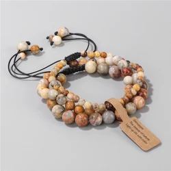 3pcs/set Beaded Bracelet Handmade 4 6 8mm Natural Stone Agates Tiger Eye Amazonite Beads Bracelets Men Women Healing Jewelry