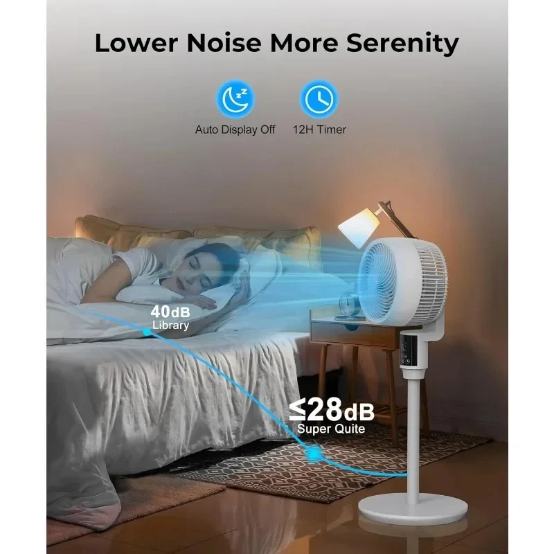 Bedroom Floor Fan with Remote Control Whole Room Air Circulator Swing Silent Suitable for Bedroom Kitchen Home