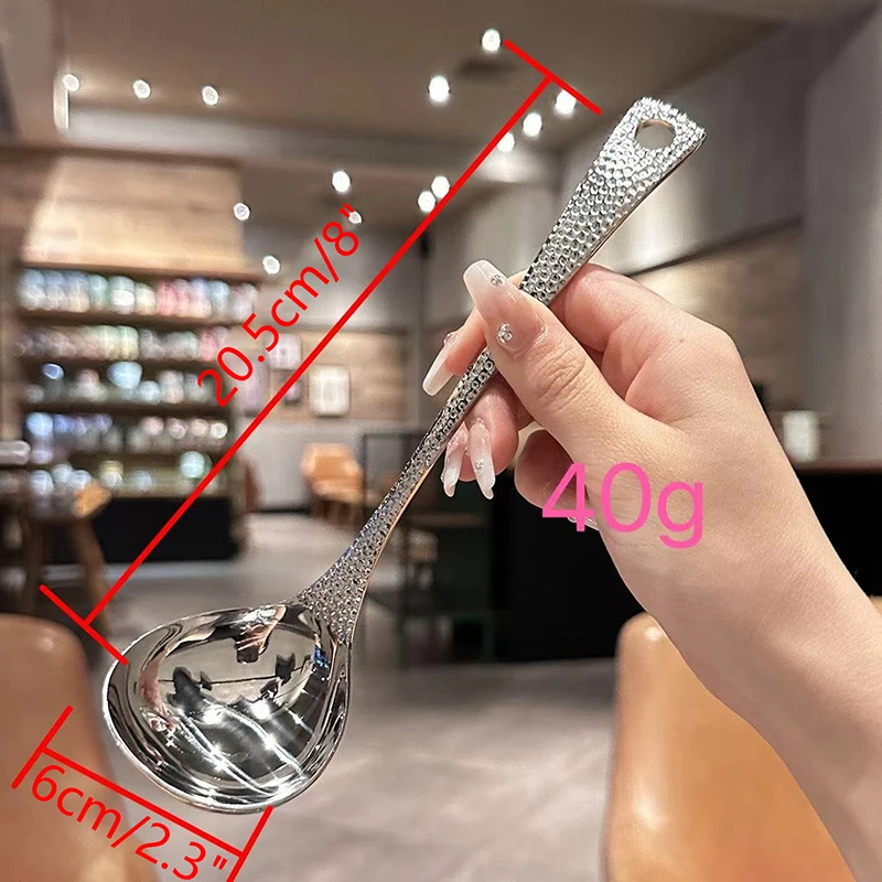 الفولاذ المقاوم للصدأ ملعقة شوربة تعميق سعة كبيرة ملعقة مرآة فضية مصقول أطباق حساء الأرز أدوات المائدة المطبخ المنزل