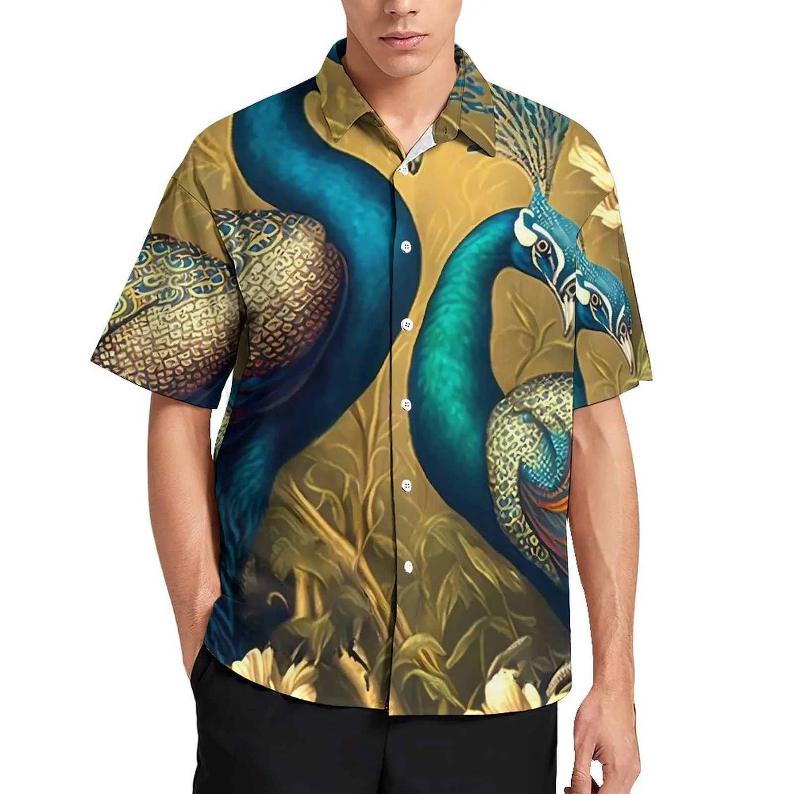 

Peacock Friends Beach Shirt Man Animal Cool Casual Shirts Hawaiian Short Sleeve Streetwear Oversize Blouses Birthday Present