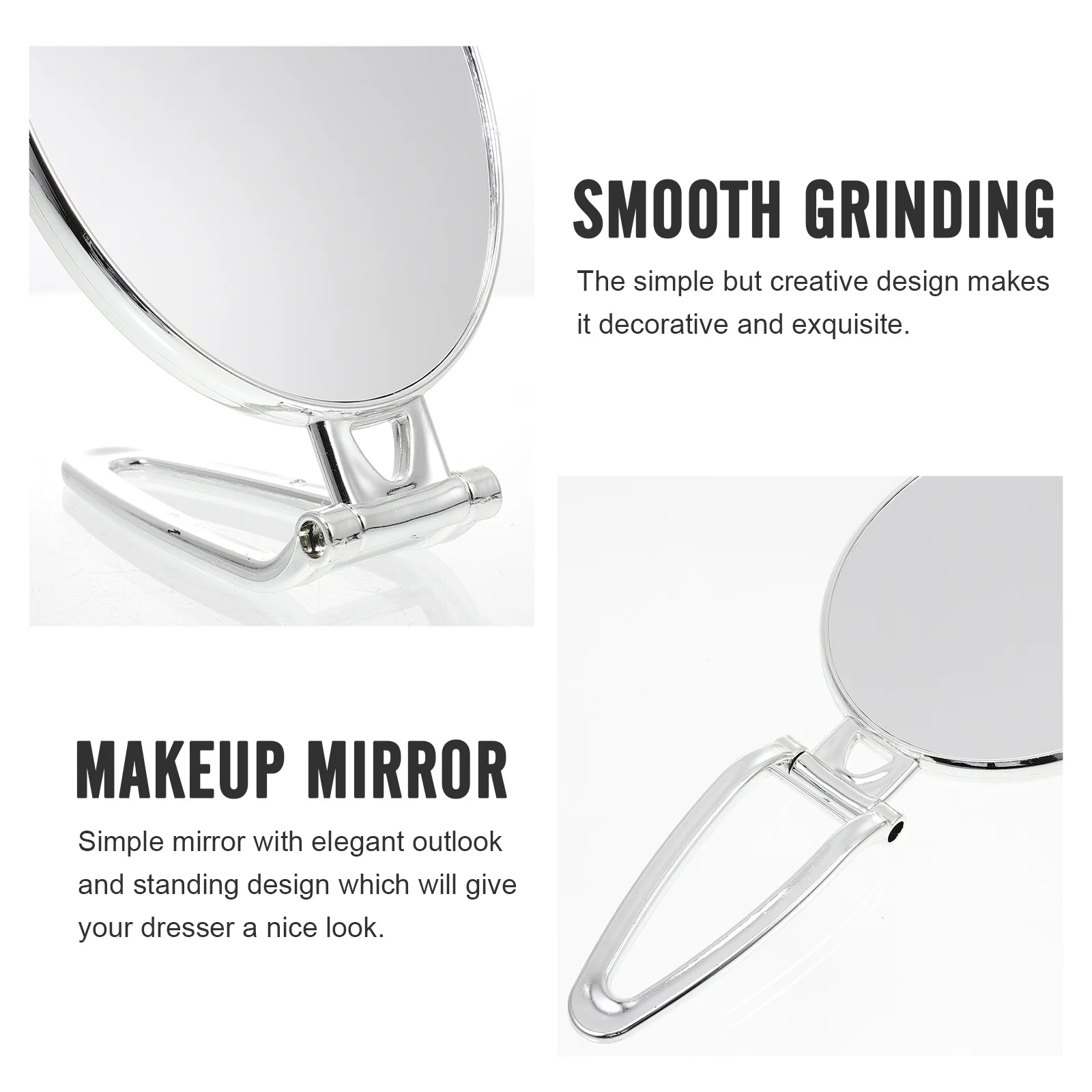 Handheld Double-Sided Makeup Mirror Foldable Desktop Makeup Mirror Simple Design Dresser Table Bedroom Decor Dresser Decoration