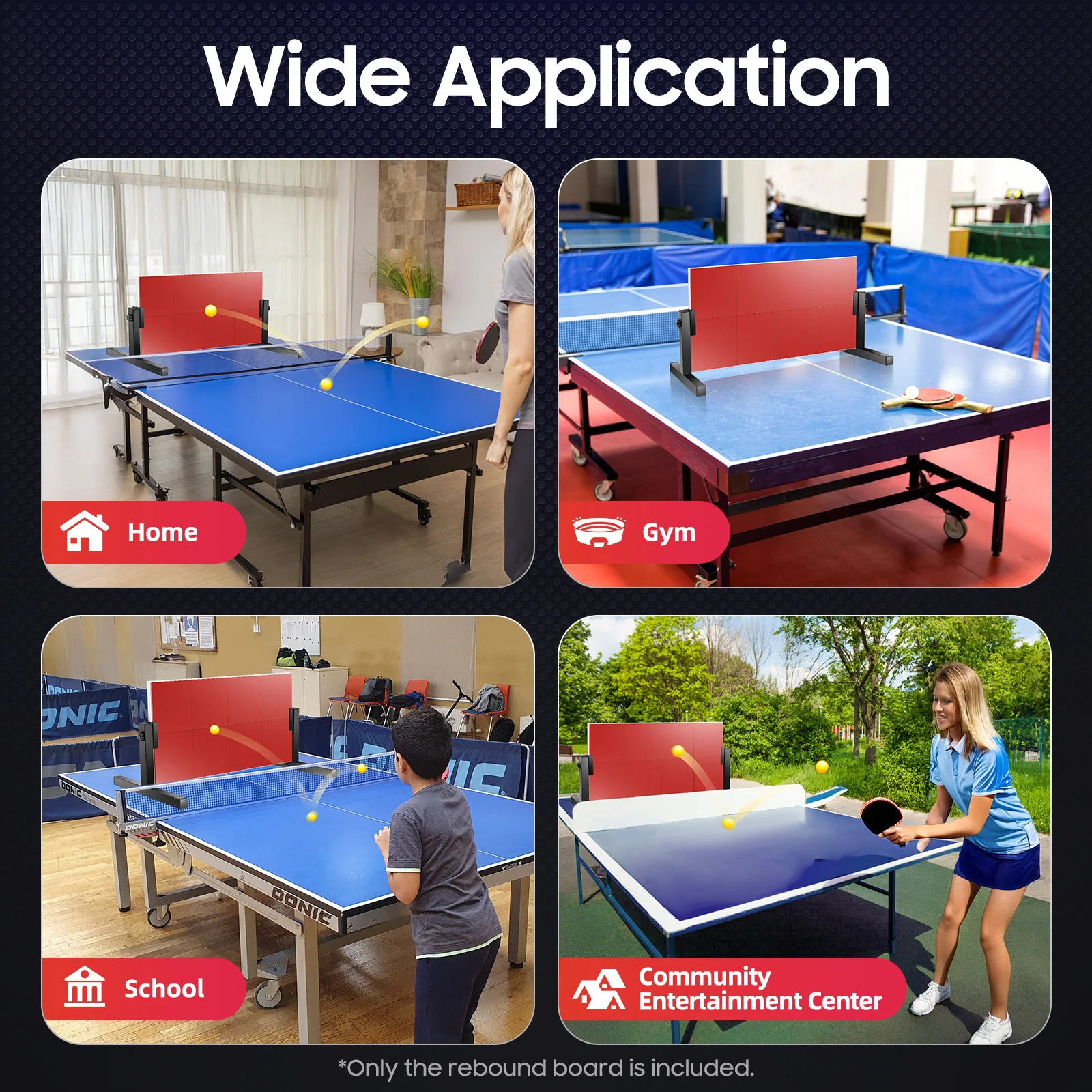 Tischtennis-Rückprallwand mit 8 roten Gummibällen, Pingpong-Rückprallbrett für Selbsttraining, einfach zu installieren – Detail 9