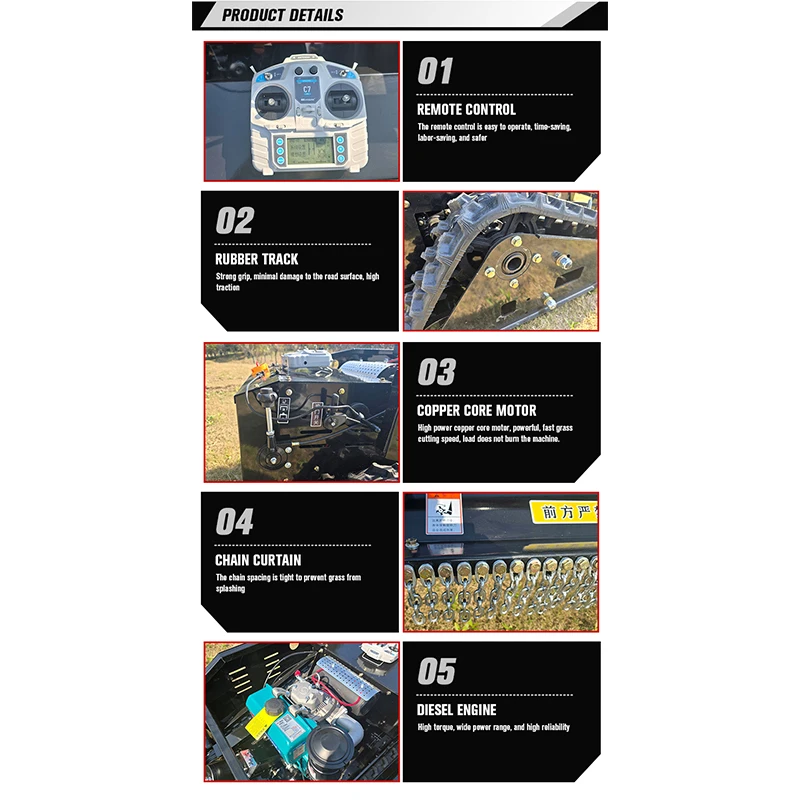 جزازة العشب بجهاز التحكم عن بعد تصميم جديد لجميع التضاريس جزازة العشب الزاحفة لملعب الجولف #6