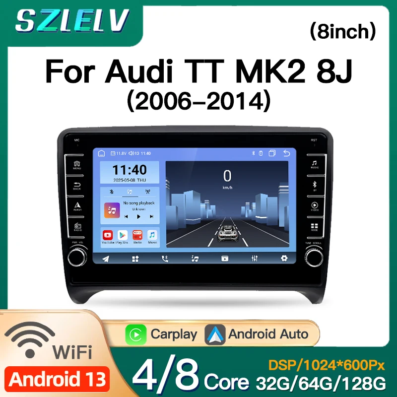 

For Audi TT MK2 8J 2006-2014 Touch Screen Multimedia Car Radio Android Carplay Video Player Autoradio Auto Play Bluetooth 2 Din