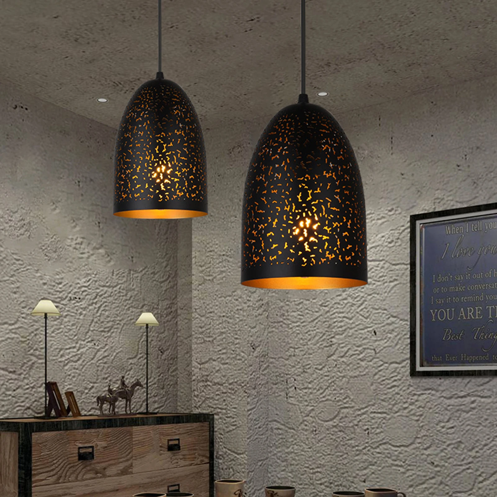 

Round Lamp Shade Iron Hanging Shades Black Ch Decorative Metal Replacement Hotel Bedroom Living Room Study Office Large