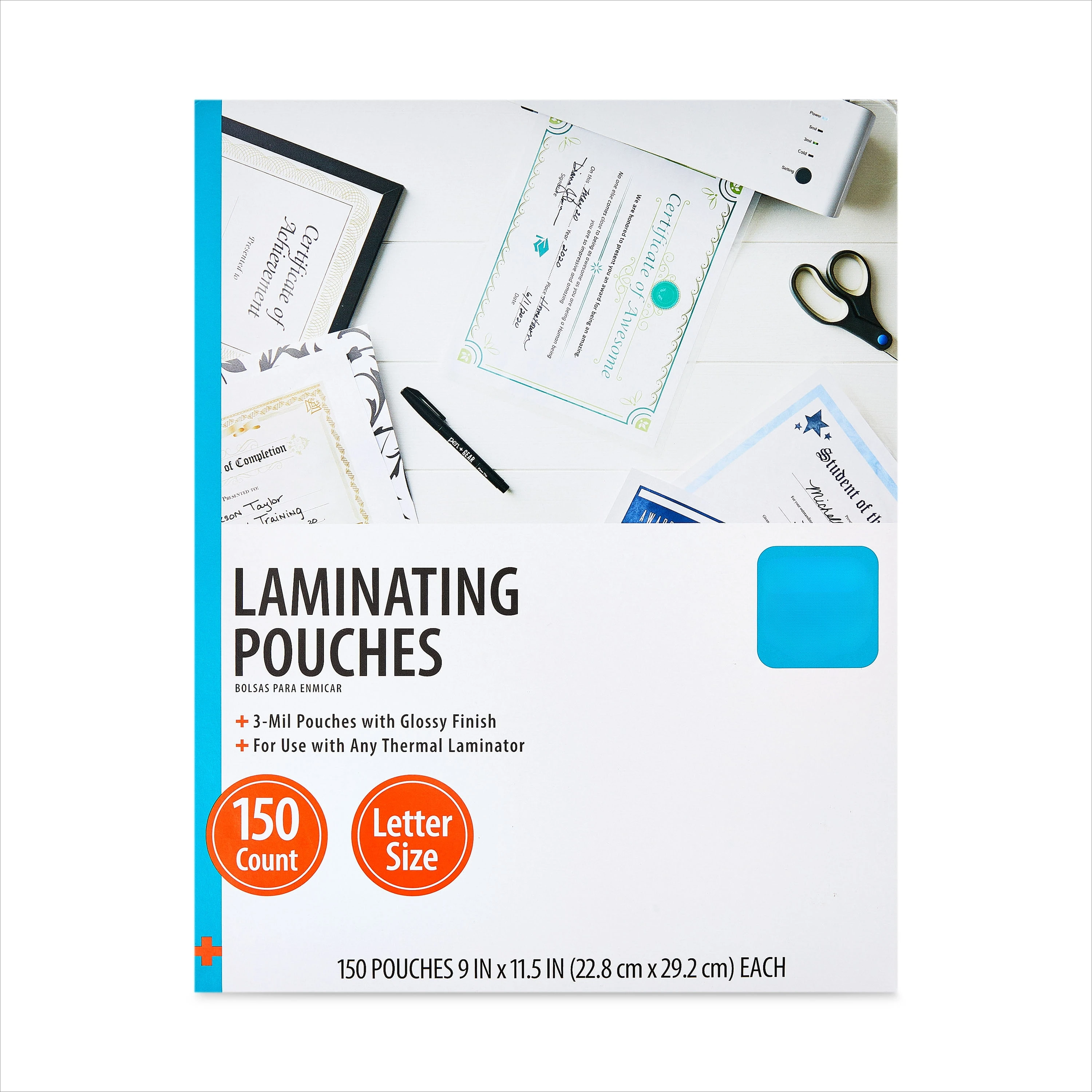 

Laminating Pouches, 9" x 11.5", Letter Size Sheets, 3 Mil, 150 Count