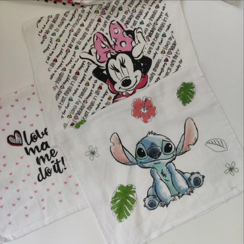 

Хлопковое полотенце для рук Disney Stitch с Микки Маусом, Мультяшные фигурки, подушка для лица большого размера, аксессуары для кухни, печатный узор