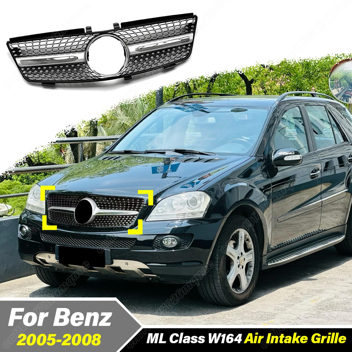 

Для Mercedes Benz ML Class W164 2005 2006 2007 2008 автомобильный передний радиатор гоночные решетки воздухозаборная решетка внешний комплект кузова