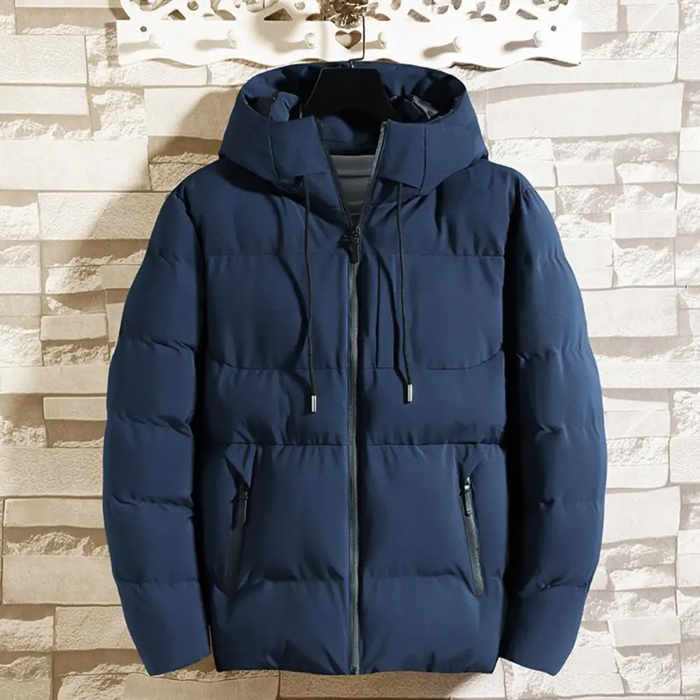 Warmer Baumwoll mantel Herren wind dichte Daunen jacke mit Kapuze und Reiß verschluss zwei Seiten taschen verdickter Wintermantel für Herren Herren mantel