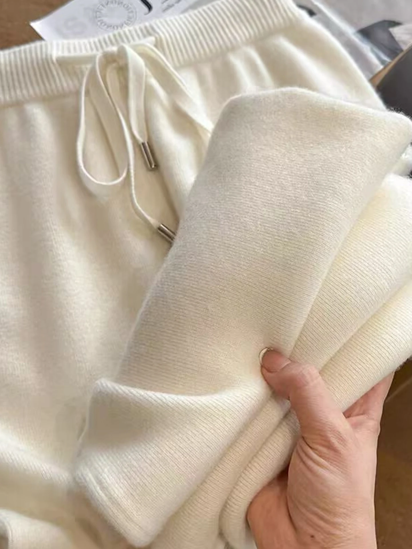 Pantalones informales de pierna ancha para mujer, cómodos, de Color puro, respetuosos con la piel, Otoño Invierno, pantalones largos personalizados para ir al trabajo