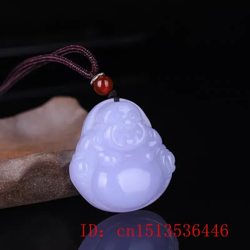 

Purple Jade Buddha Pendant Necklace Natural Jewelry Carved Amulet Jadeite Gifts Chinese Fashion Hand carving Woman Sweater Chain