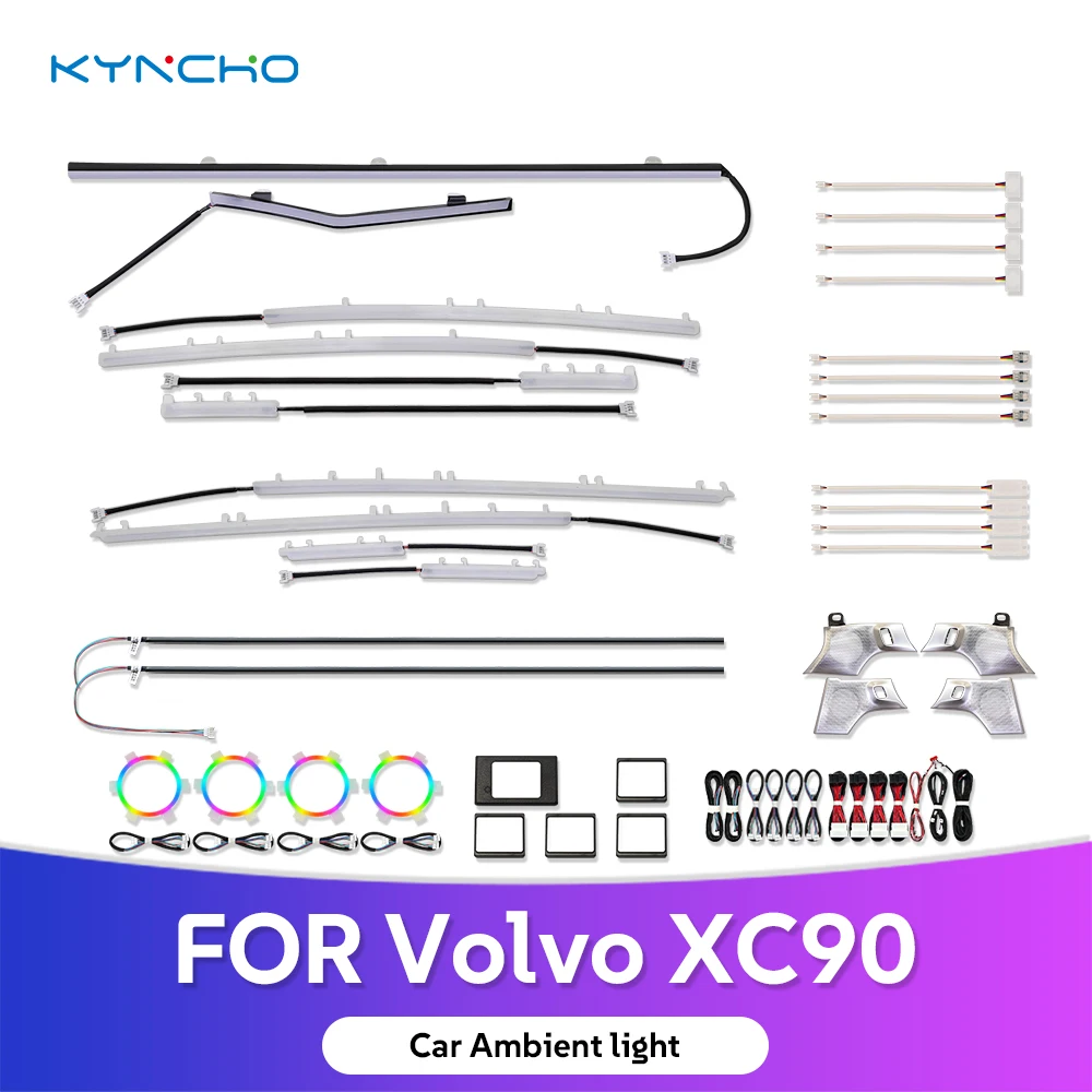 For Volvo XC90 LED Ambient Smart Dimmable Interior Auto Lighting Upgrade Symphony Neon Flowing Light Emitting Car Ambient Light