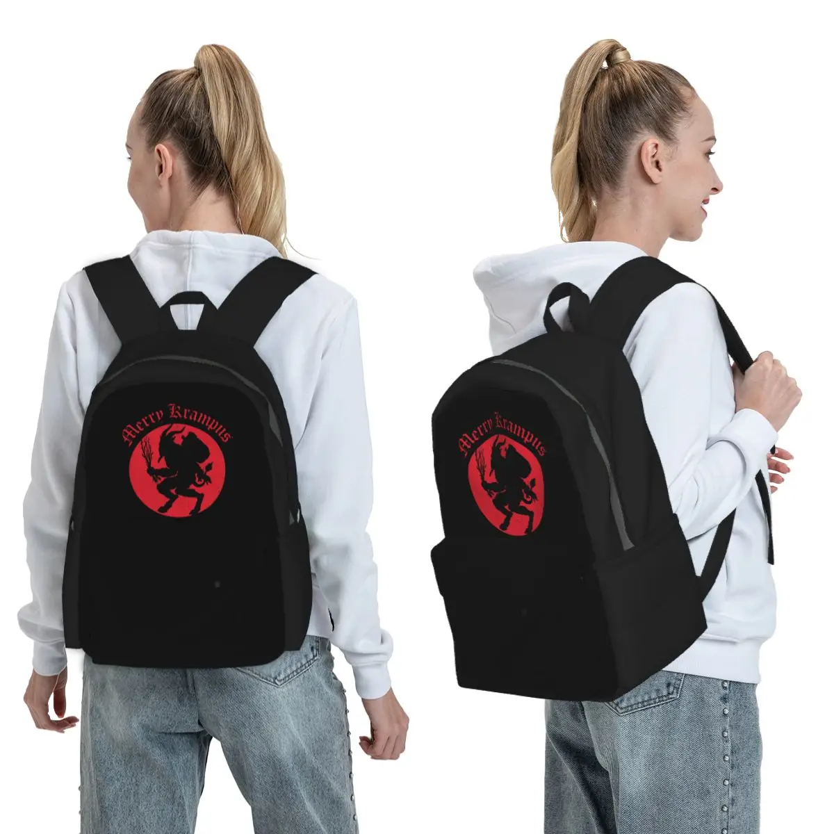 

Merry Krampus Horror Christmas Backpack Student BookBag Kids School Bag Laptop Shoulder Bags for Men Women