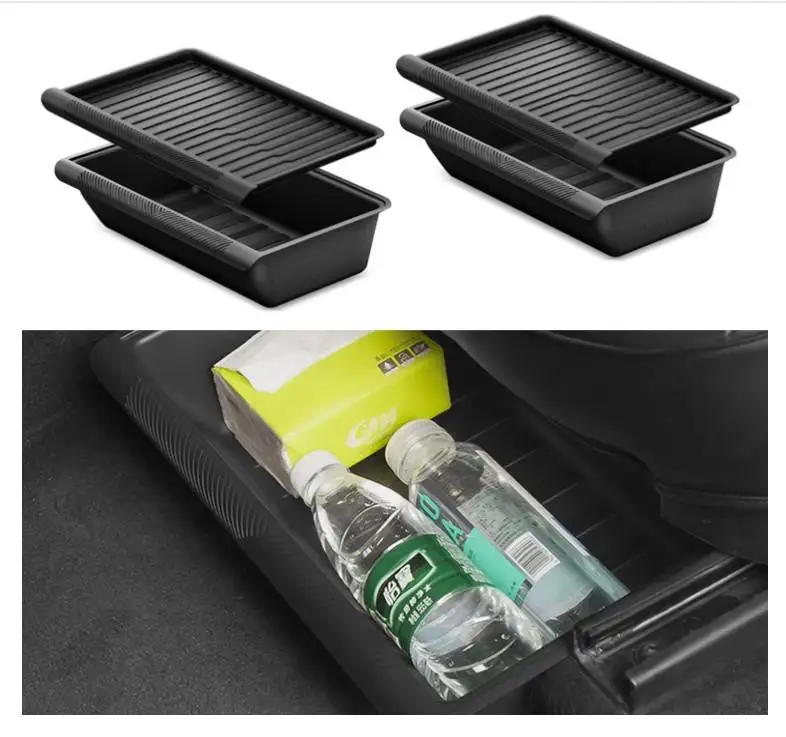 For Tesla Model Y Juniper 2025+ Under Seat Storage Box Drawer Holder TPE Hidden Storage Tray Push Pull Car Organizer Accessories
