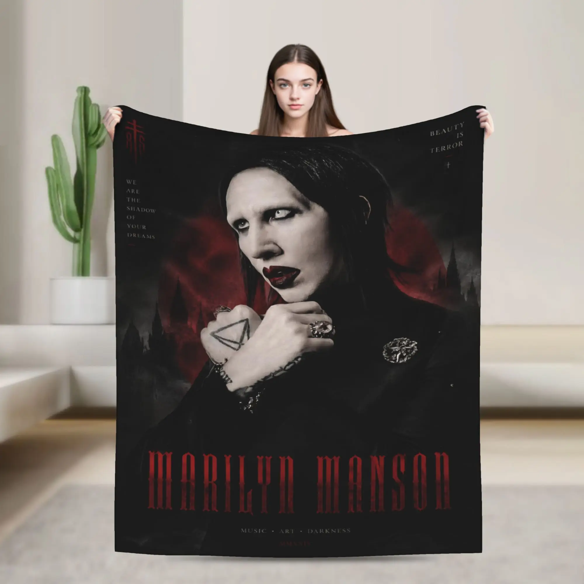 Marilyns Mansons Blanket Flannel  Relax Ultra-Soft Throw Blankets for Bedroom Plush Thin Quilt