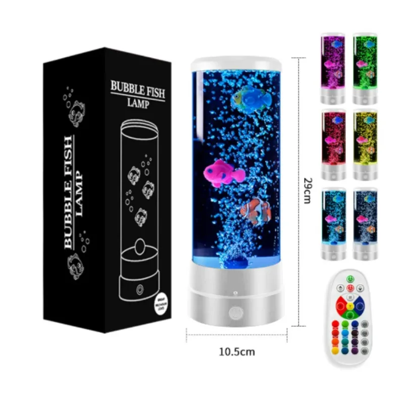 Simulation Bubble Fish LED Jellyfish Night Light, Colorful USB Steam Bubble Lamp Bedroom Atmosphere Light