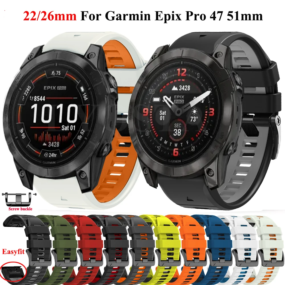 퀵핏 통기성 실리콘 스트랩, Garmin Fenix 8 7 7X Pro 47mm 51mm 6 6X 5 5X/Forerunner 945 955 Epix Pro 시계 밴드, 22mm 26mm