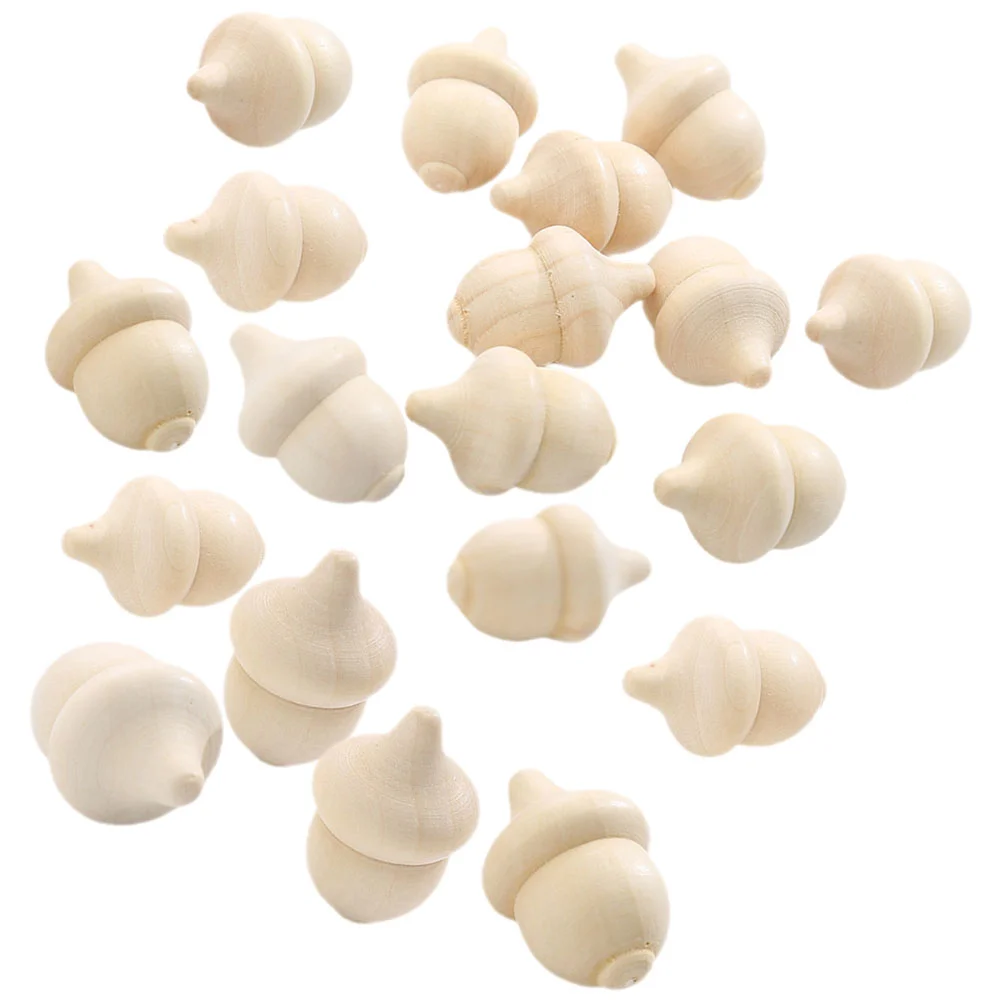 

30 Pcs Wooden Acorn Decor Accessories Unfinished Toys Mini Creative Wood Acorns Craft Projects Handmade Craft Supplies