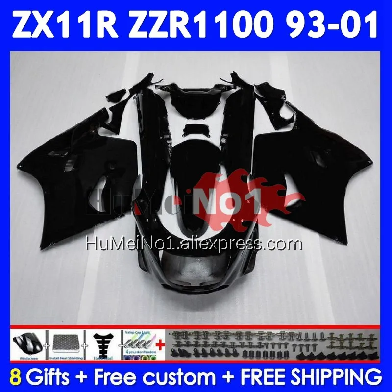 ZZR1100 For KAWASAKI NINJA ZX 11R ZX11 R 93 94 95 96 97 223No.17 ZX-11R ZX11R Matte black ZZR 1100 1998 1999 2000 2001 Fairing