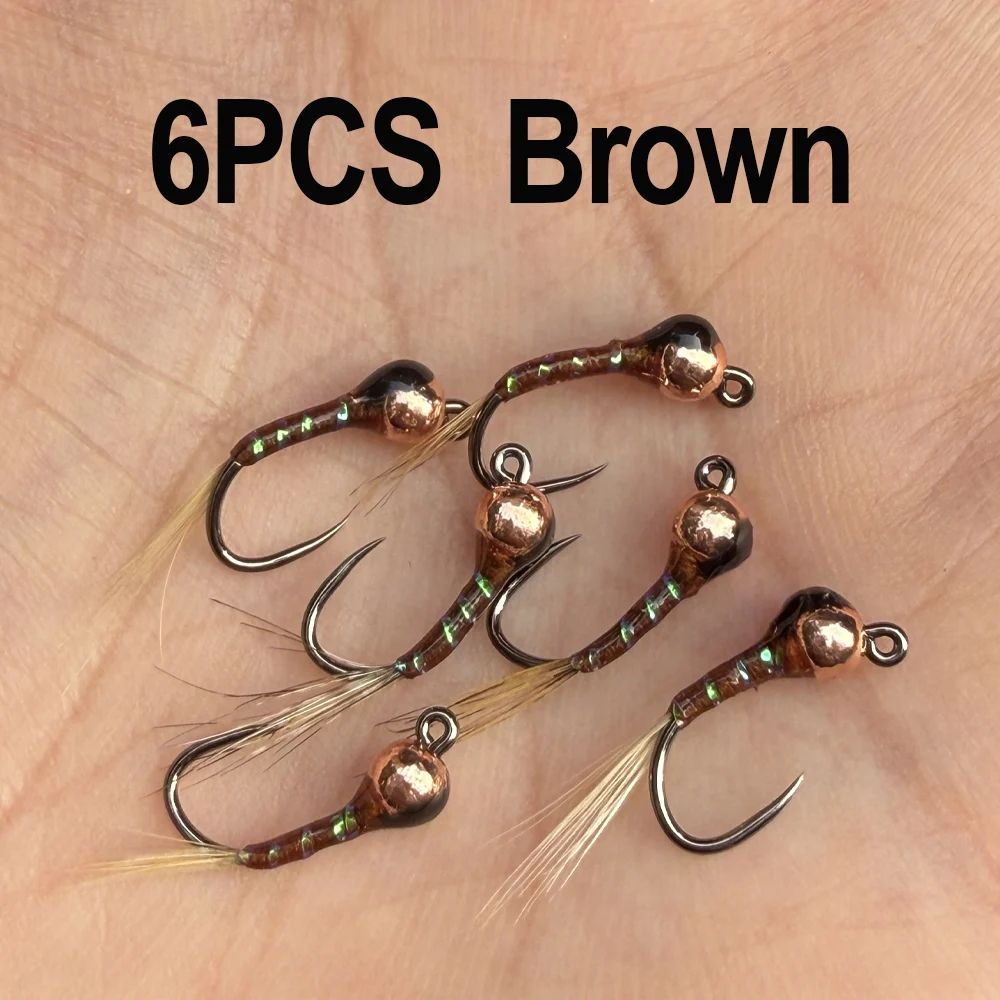 6 of 10 stuks # 14 Barbless Fast Sinking Jig Nymph Fly Epoxy Pheasant Tail Wet Euro Fly Perdigon Nymph Forelvissen Lokmiddelen