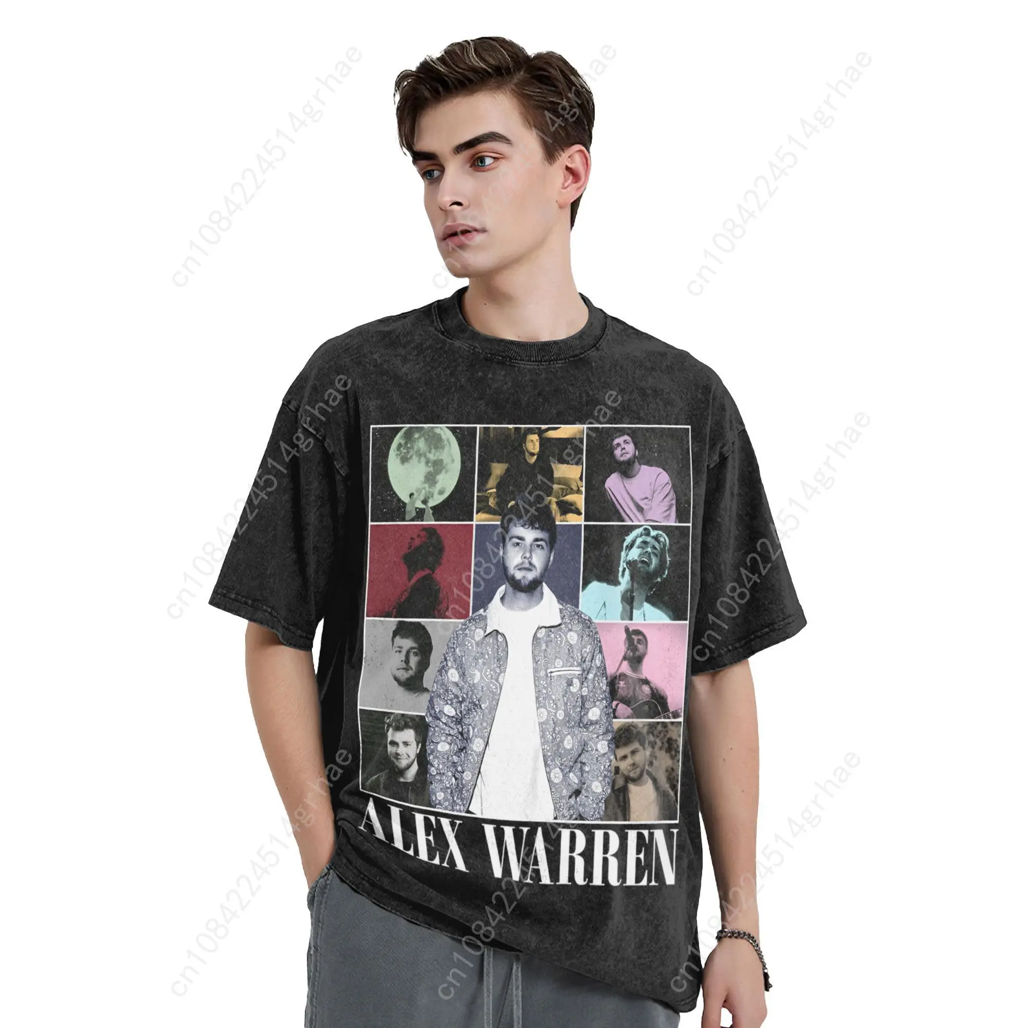 Alex Warren Tour 2025 Gewassen T-shirt Mannelijke Streetwear Katoenen T-shirts Strand O-hals Trending T-shirt Ontwerp Plus Size Tops