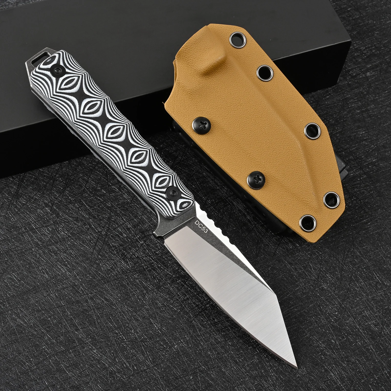 SDOKEDC DC53 Steel Outdoor EDC Knife Men's G10 Handle Hiking Utility Fixed Blade Camping Knife