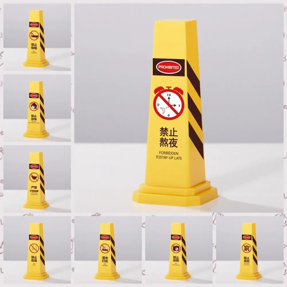 Warning Sign Pen Holder Reflective Cone Plastic Pencil Pot Container Large Capacity Stationery Storage Box Home Decor