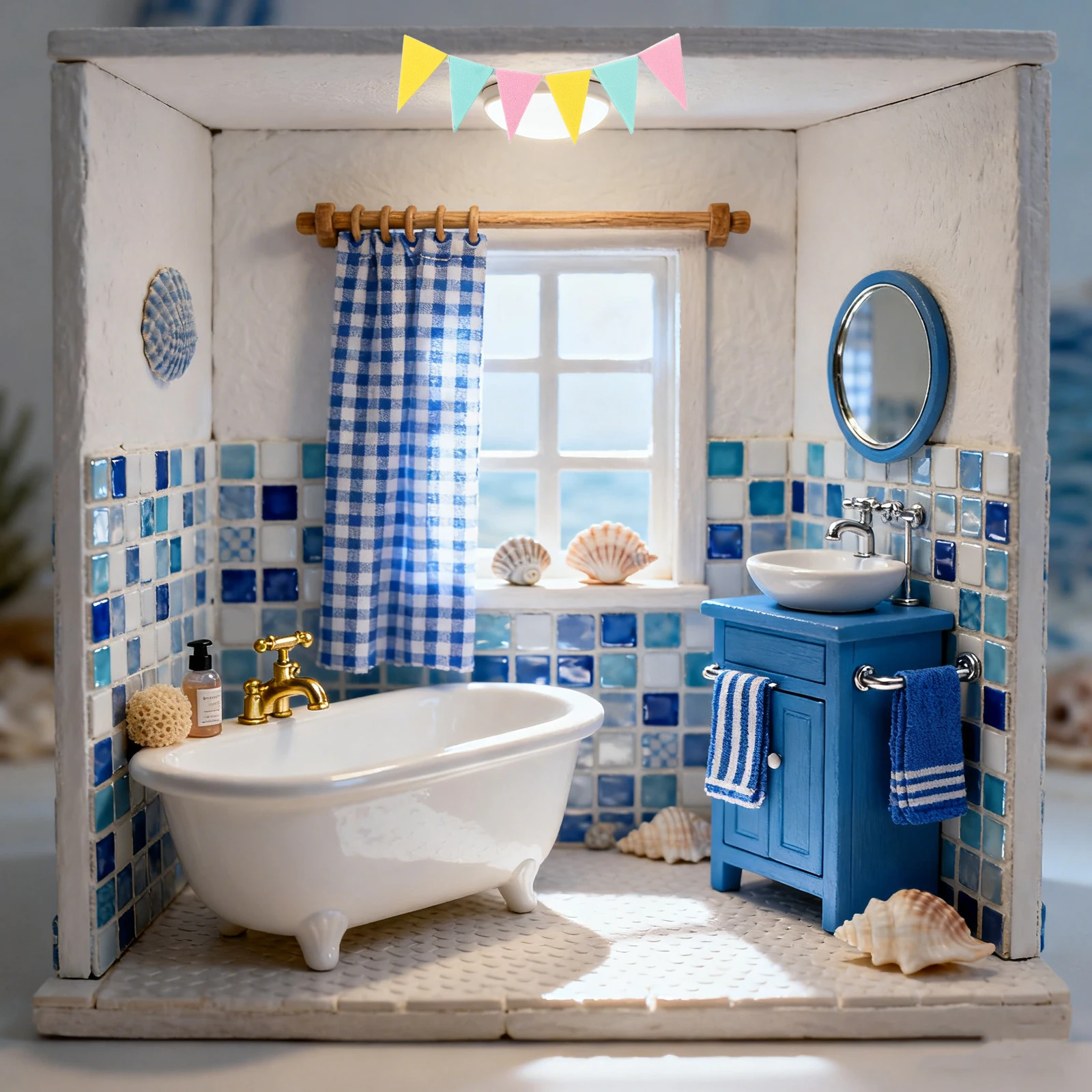 

10Pcs Miniature Decor Triangle Pennant Flags Bright Tiny Bunting Garland for Playhouse Classroom Christmas Carnival