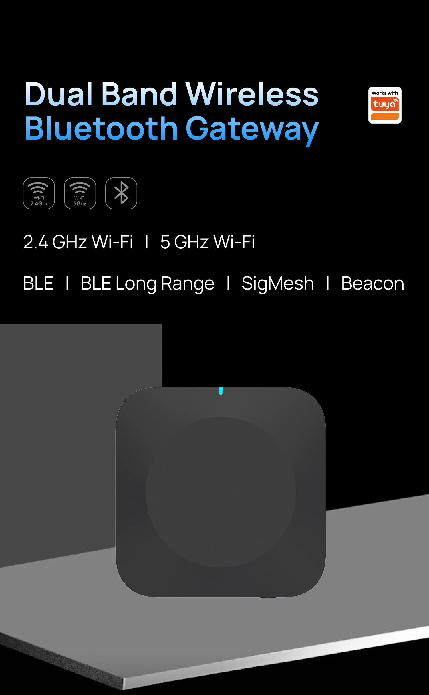 Tuya Dual Band Wireless Smart Home Wifi Zigbee Gateway SIGMESH OTA Local Automation Signal Strength Detection Faulty Replacement