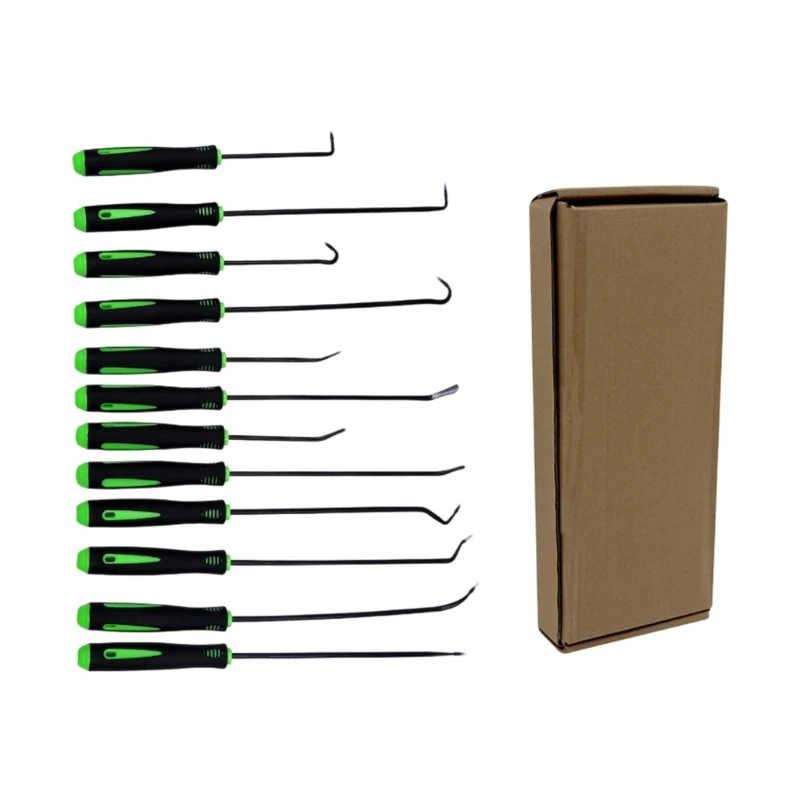 12 Piece Pull Pick Set for Detail Repair, Seal Puller with Mixed End Styles, Steel Stems and Comfort Handles for D7YA