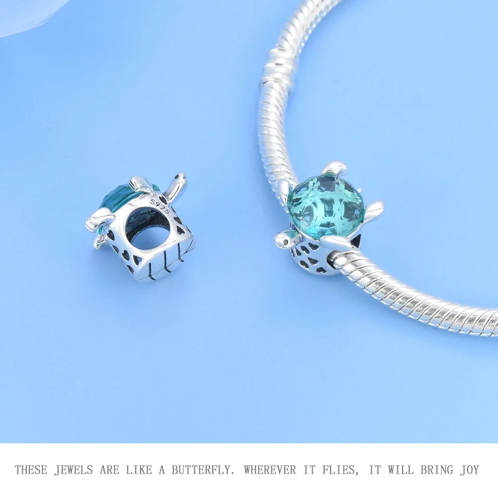 PANQDIY 925 Sterling Silver Turtle Beads Crab Pendant Angel Baby Bottle Stroller Charm For Original Bracelet Accessories Gift