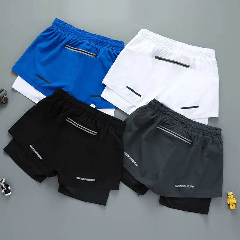 

Mens 2 In 1 Outdoor Running Shorts Quick Dry Double Layer Fitness Training Sweatpants Bodybuilding Breathable Sport Bottoms Pant