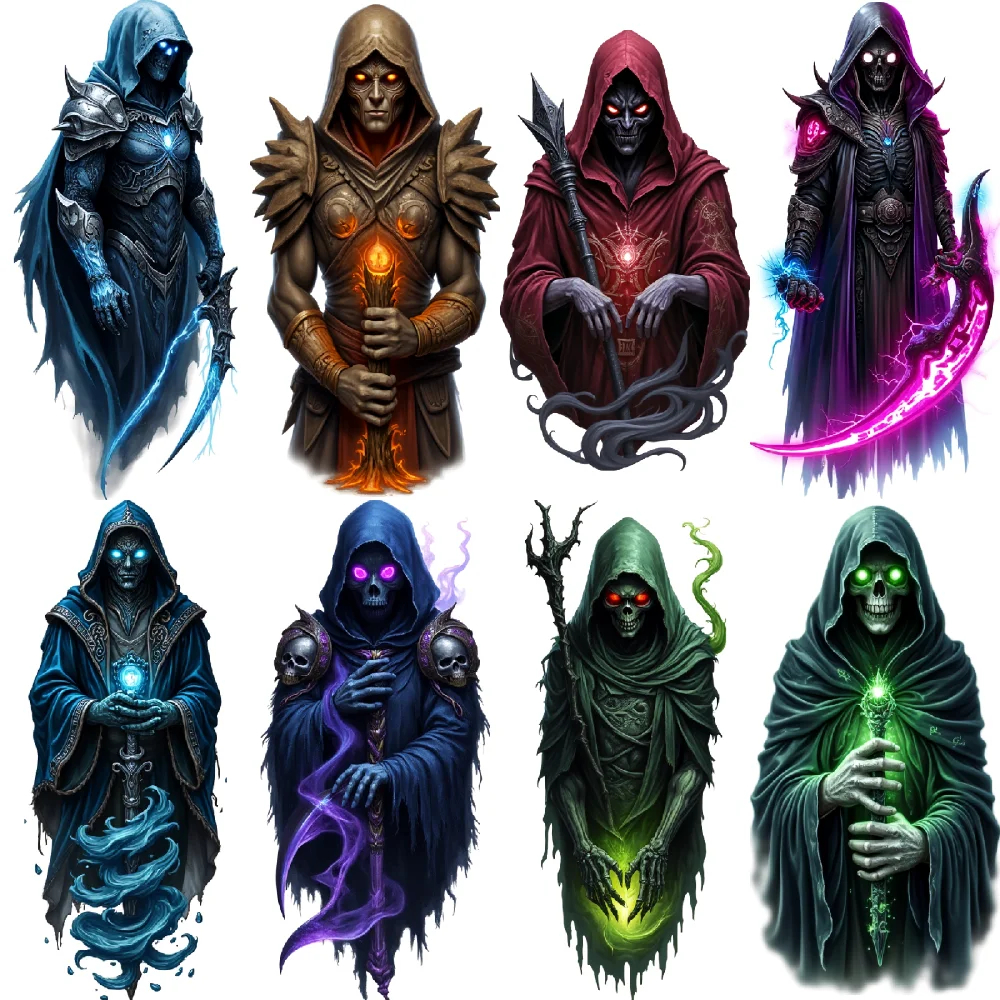 

3pcs Temporary Tattoo Colorful Realism Scythe Wielder Purple Glow Dark Robes For Arms Men Adults