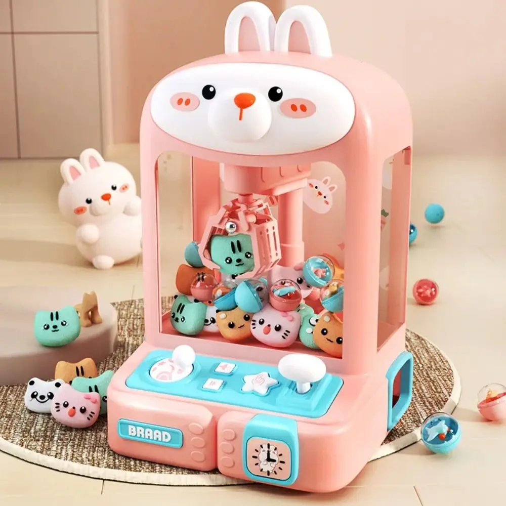 

Joystick Control Mini Doll Claw Machine 10 Dolls&Eggs with Light&Music Mini Claw Catch Toy Pink USB/Battery Powered