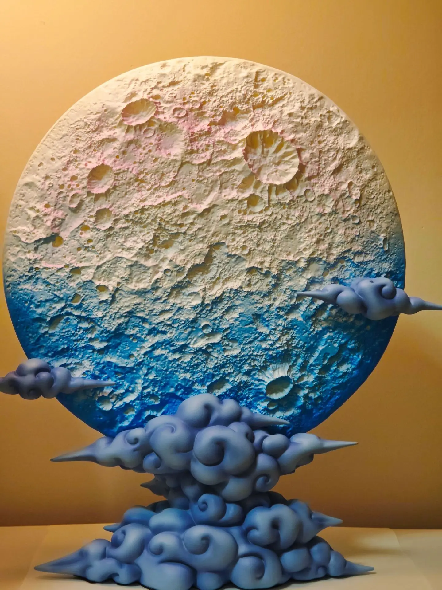 Large 39cm 3D Embossed Moon Lamp Remote Control RGB Color Changing LED Light Figure Display Stand Home Bedroom Atmosphere Decor