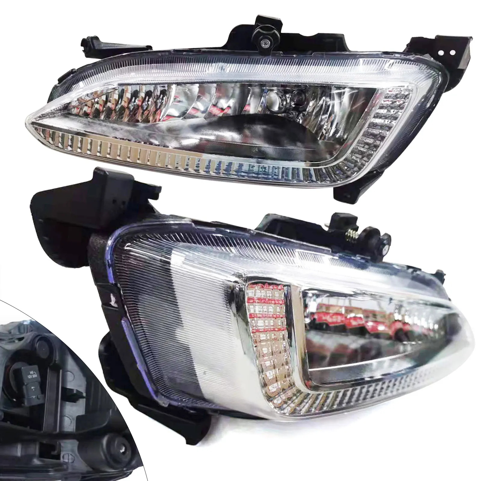 

Pair Fog Lights 2PCS Left+Right Durable Fog Lights Fits For Hyundai IX45 Santa Fe 2013 2014 2015 DRL LED Daytime Running Light