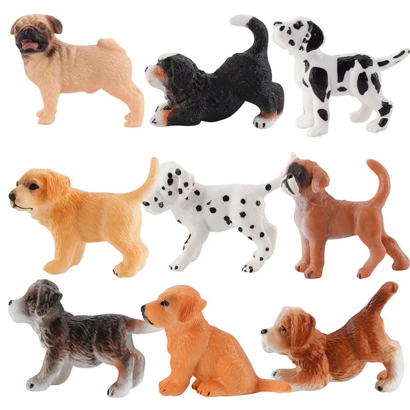 Simulation Pet Puppy Animal Cute Spotty Dog Figurines Animaux Collie Teaching Aids Model Ornament Early Childhood Education Toys