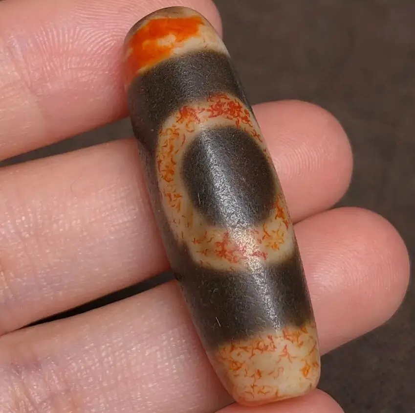 Ancient Tibetan DZI Beads Old Agate Heaven＆Earth Totem Amulet Pendant