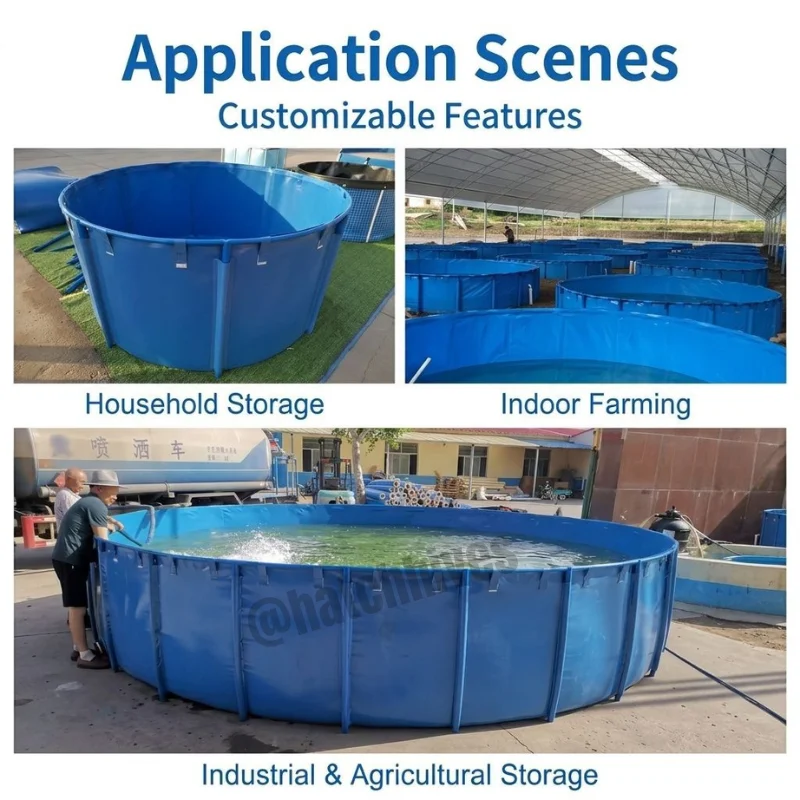 Brine Shrimp Hatchery, Aquaculture Equipment, PVC Foldable Tarpaulin Fish Pond Tank, Fish Farming RAS System